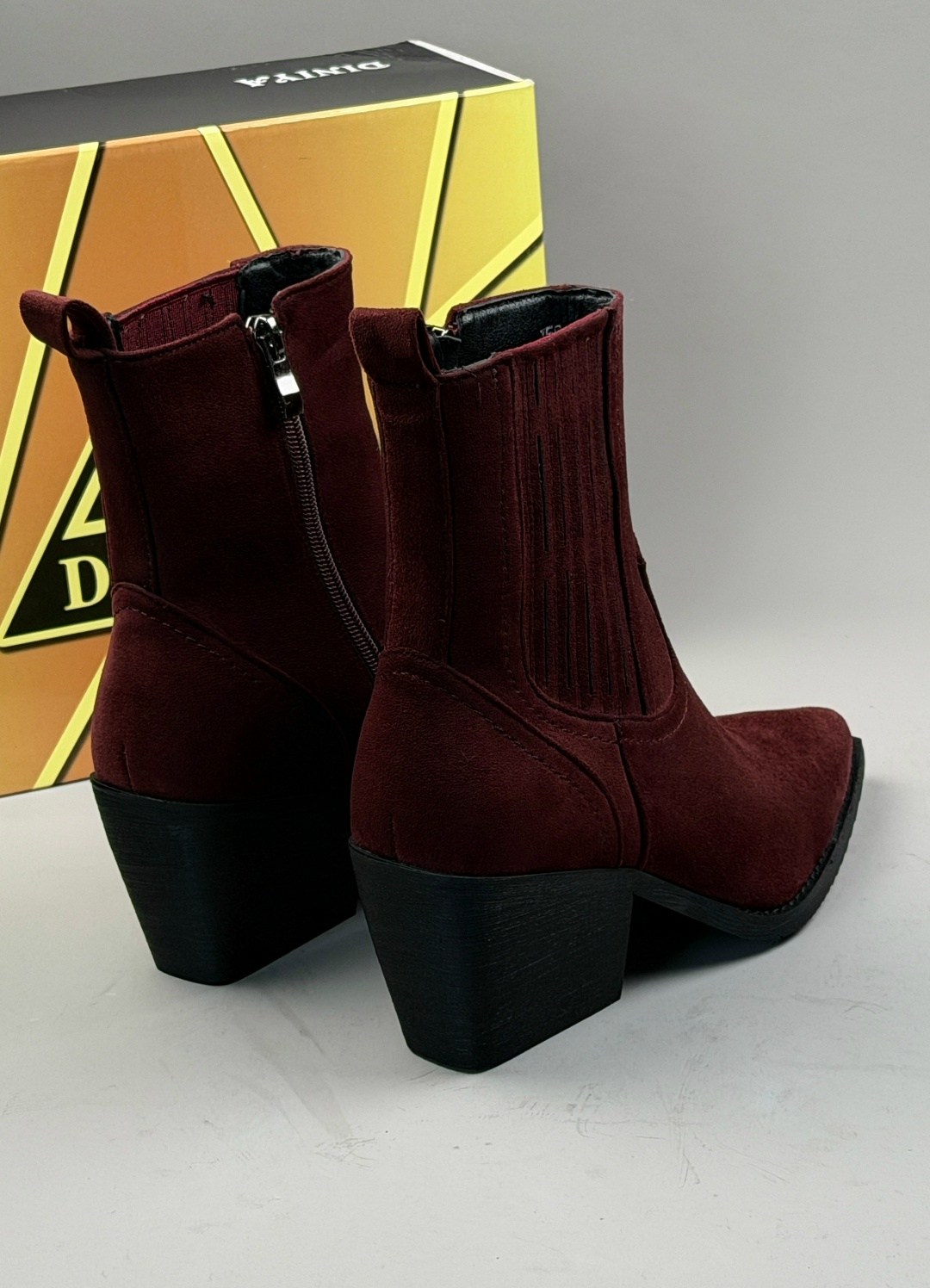 ботинки казаки замшевые демисезонные на каблуке бордовые,,ботильоны женские,казаки женские экозамша бордовый, женская