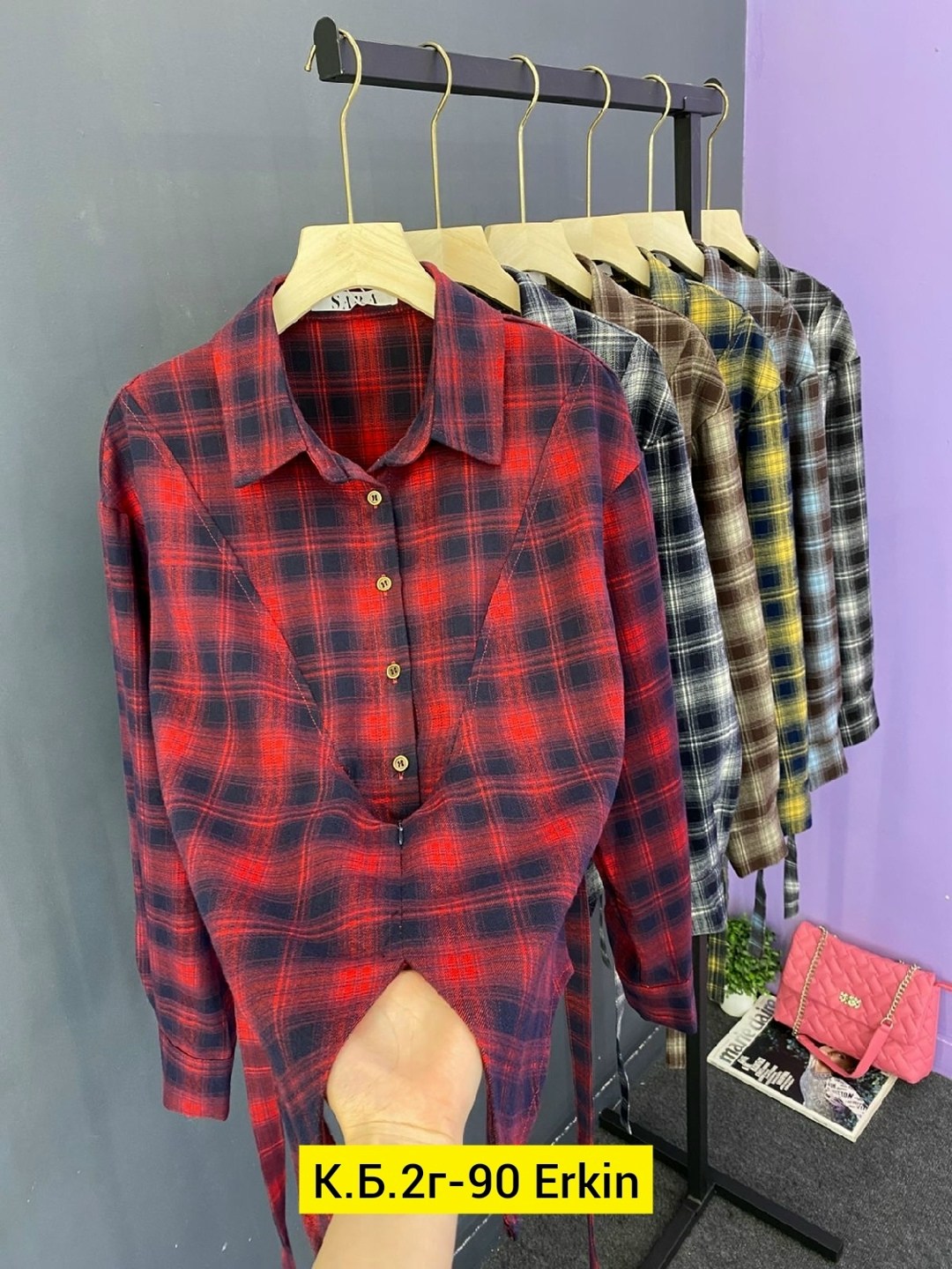 женская рубашка в клетку,рубашка в клетку,женская рубашка,рубашка,рубашка женская 7007 "клетка № 4"