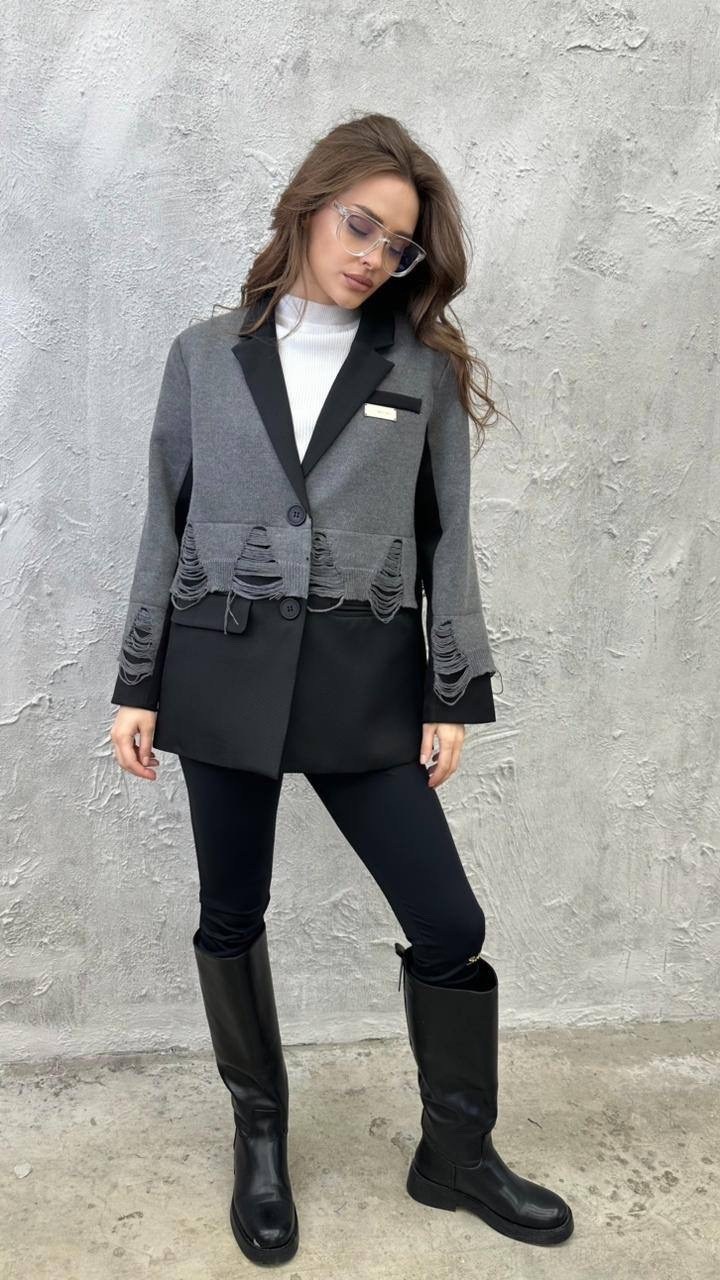 жакет,жакет charutti 017685537 серый,пиджак,пиджак оверсайз,женский пиджак