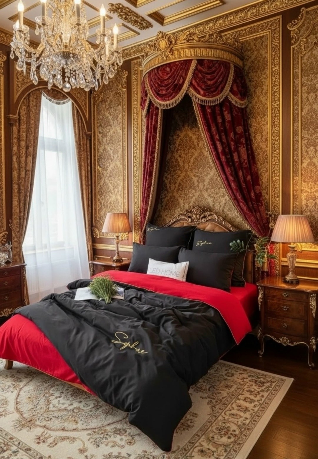 королевская спальня,спальня в стиле барокко,спальни дизайн,спальня в стиле ампир,роскошная спальня