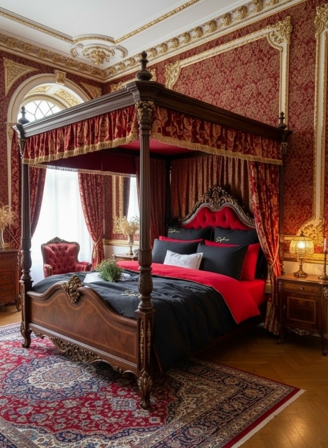 королевская спальня,спальня в стиле барокко,спальни дизайн,спальня в стиле ампир,роскошная спальня