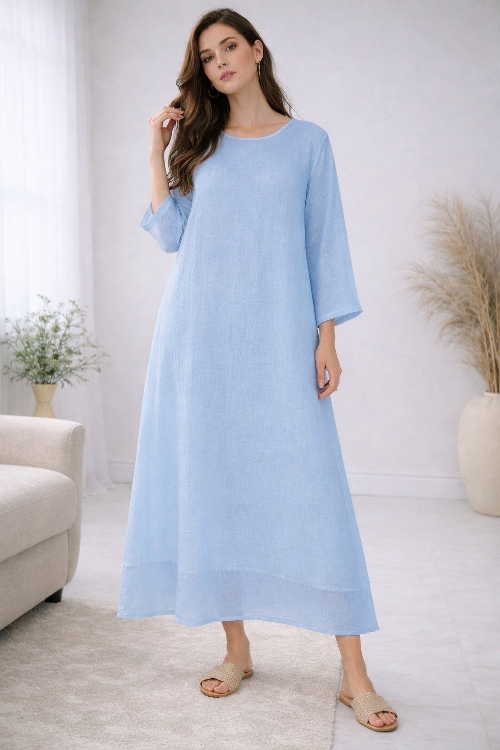 льняное платье,повседневные платья,платье бохо,льняное платье больших размеров,длинное платье из льна