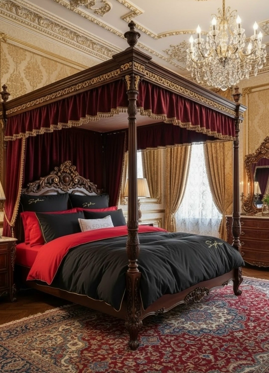 королевская спальня,спальня в стиле барокко,спальни дизайн,спальня в стиле ампир,роскошная спальня