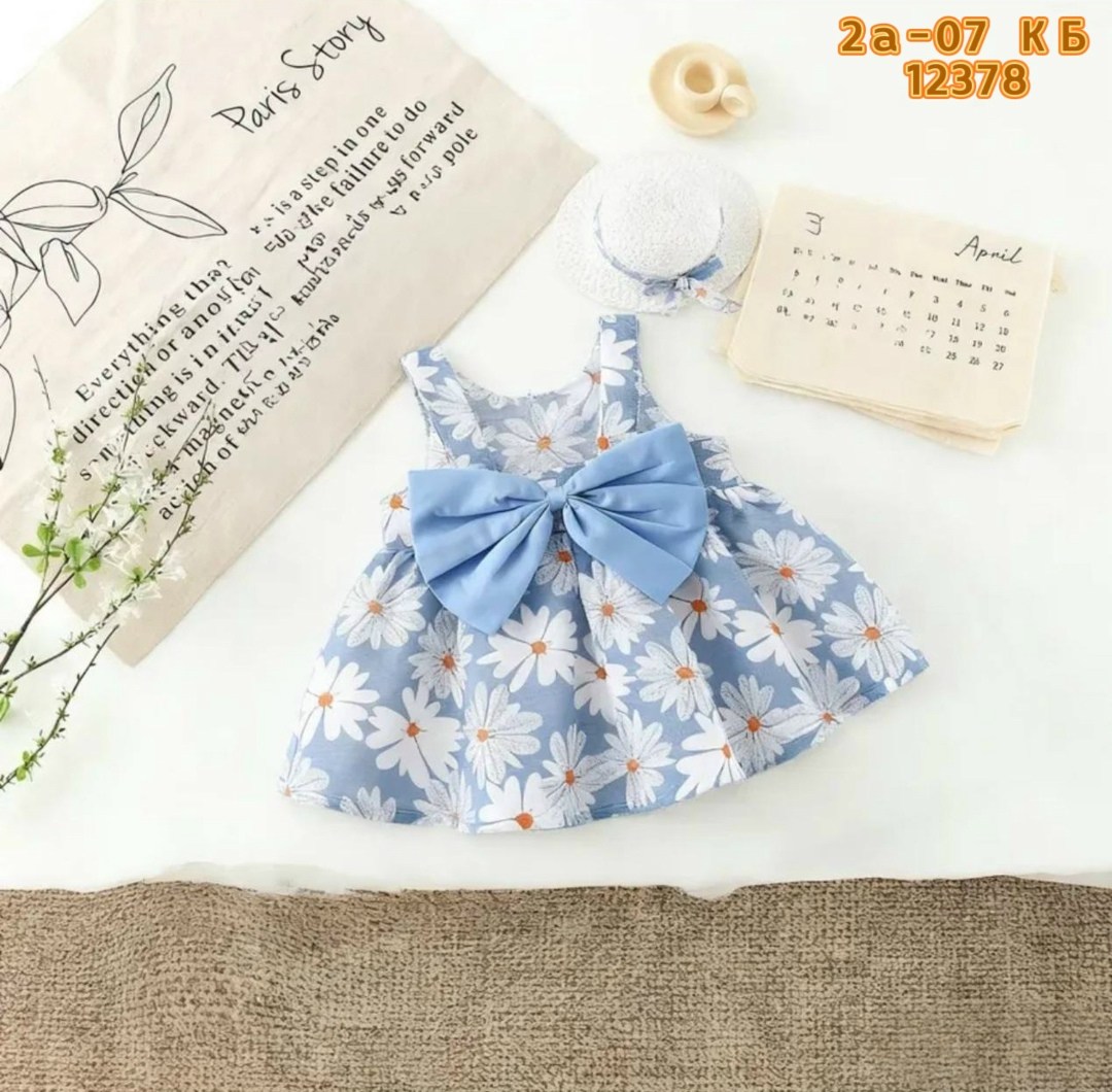 платье для маленьких девочек,детское летнее платье с бантом и шляпой для девочки,детское летнее платье,платье для девочки летнее,платье для малыша