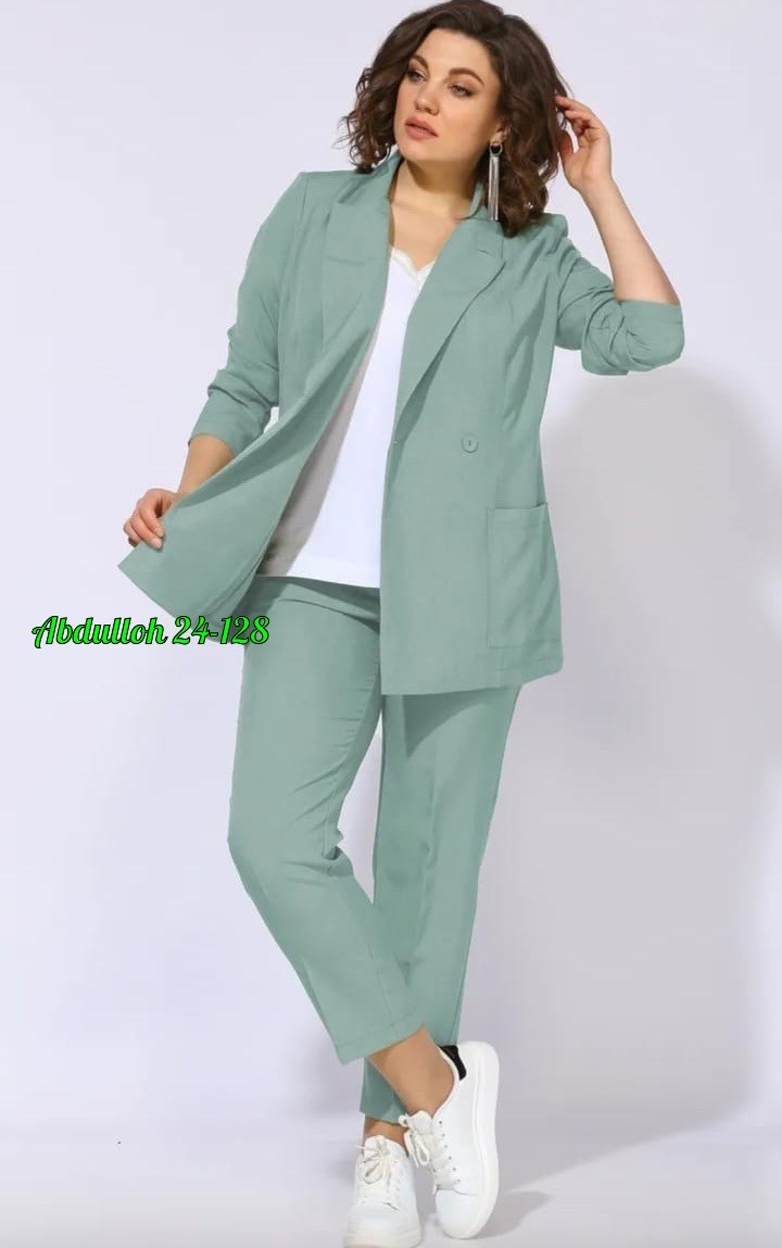 костюм женский,брючный костюм,женские костюмы брючные,брючный костюм anastasia mak 603а салатовый двойка зеленый размер 50-60,женский брючный костюм двойка