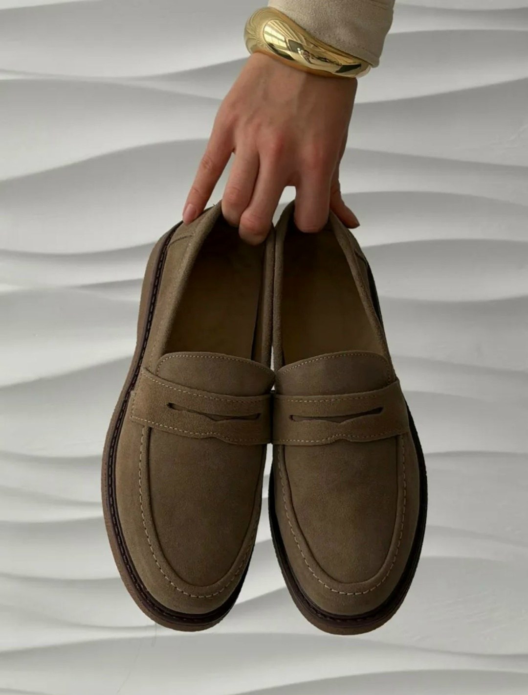 ,женские лоферы из натуральной замши,бежевые лоферы,лоферы женские коричневые натуральная замша reversal,лоферы женские