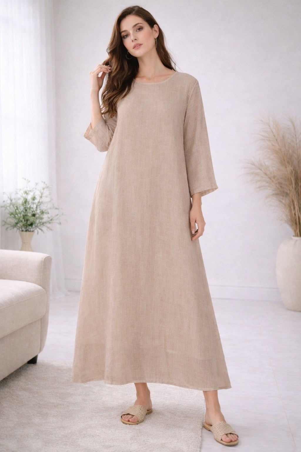 льняное платье,повседневные платья,платье бохо,льняное платье больших размеров,длинное платье из льна