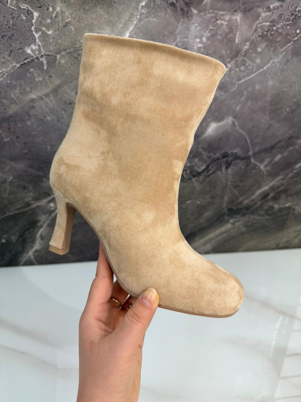 ботильоны женские,,замшевые ботильоны,бежевые ботильоны,женские ботильоны из искусственной замши