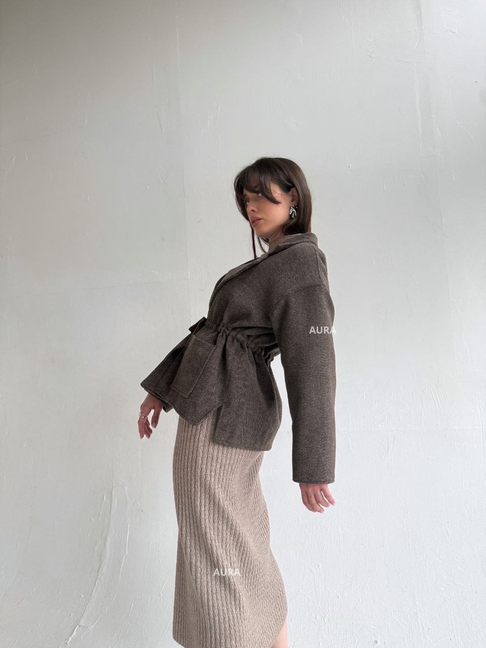 жакет vizanti 9144 коричневый,жакет,жакет и юбка,стильное пальто,жакет и пиджак