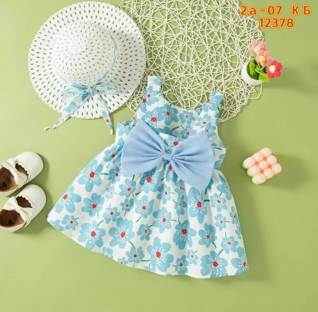 платье для маленьких девочек,детское летнее платье с бантом и шляпой для девочки,детское летнее платье,платье для девочки летнее,платье для малыша