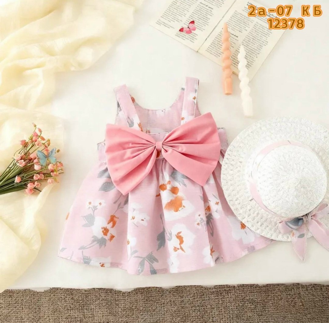 платье для маленьких девочек,детское летнее платье с бантом и шляпой для девочки,детское летнее платье,платье для девочки летнее,платье для малыша