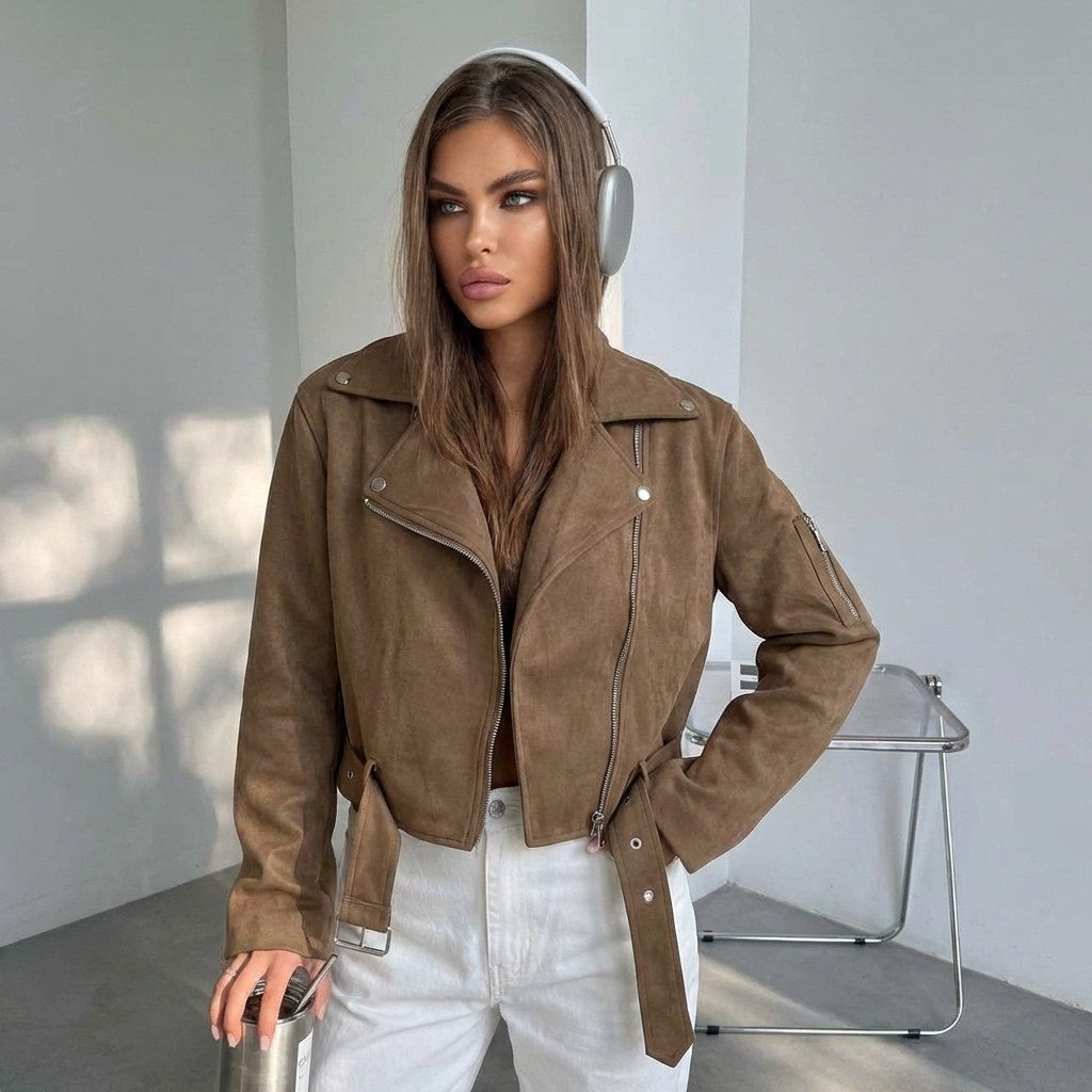 куртка косуха из эко замши коричневого цвета,замшевая куртка,замшевая куртка косуха,косуха кожаная куртка оверсайз saint shine,косуха замшевая