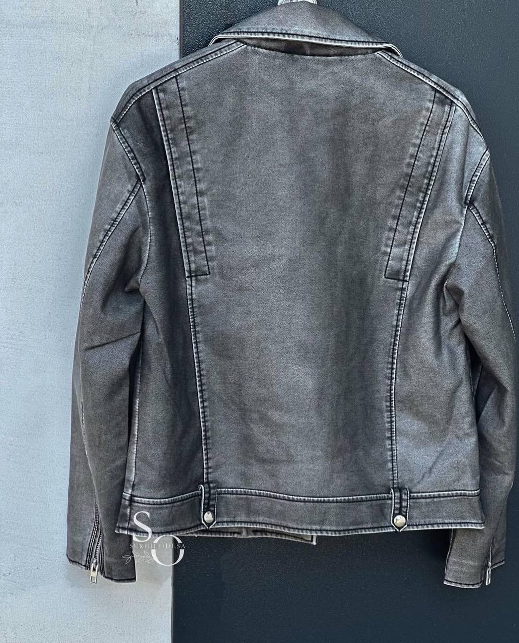 косуха винтажная куртка кожаная oversize серая monyken,куртка косуха,кожаная куртка косуха,косуха серая винтажная куртка кожаная оверсайз aftfbasic,косуха серая