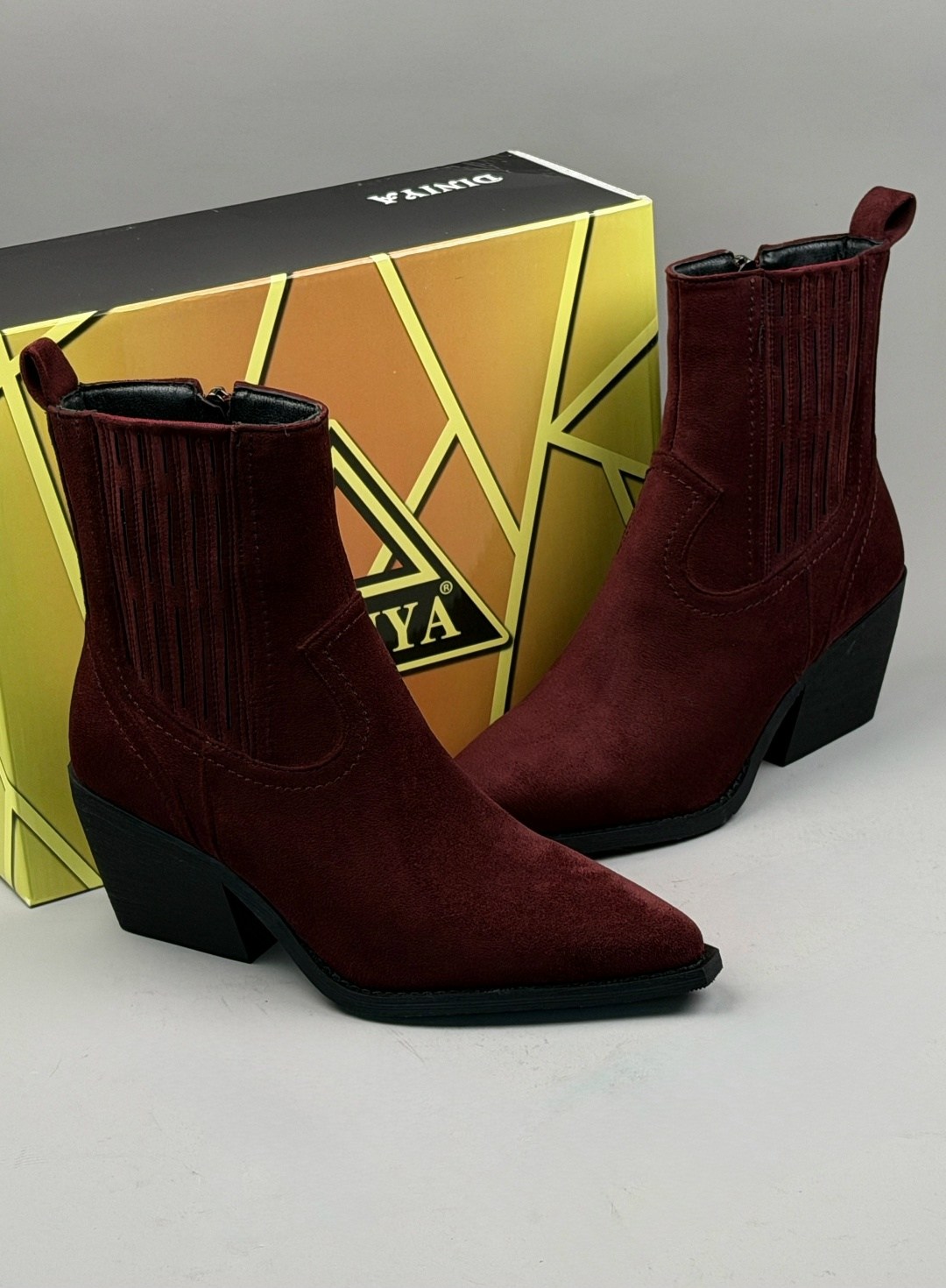 ботинки казаки замшевые демисезонные на каблуке бордовые,,ботильоны женские,казаки женские экозамша бордовый, женская