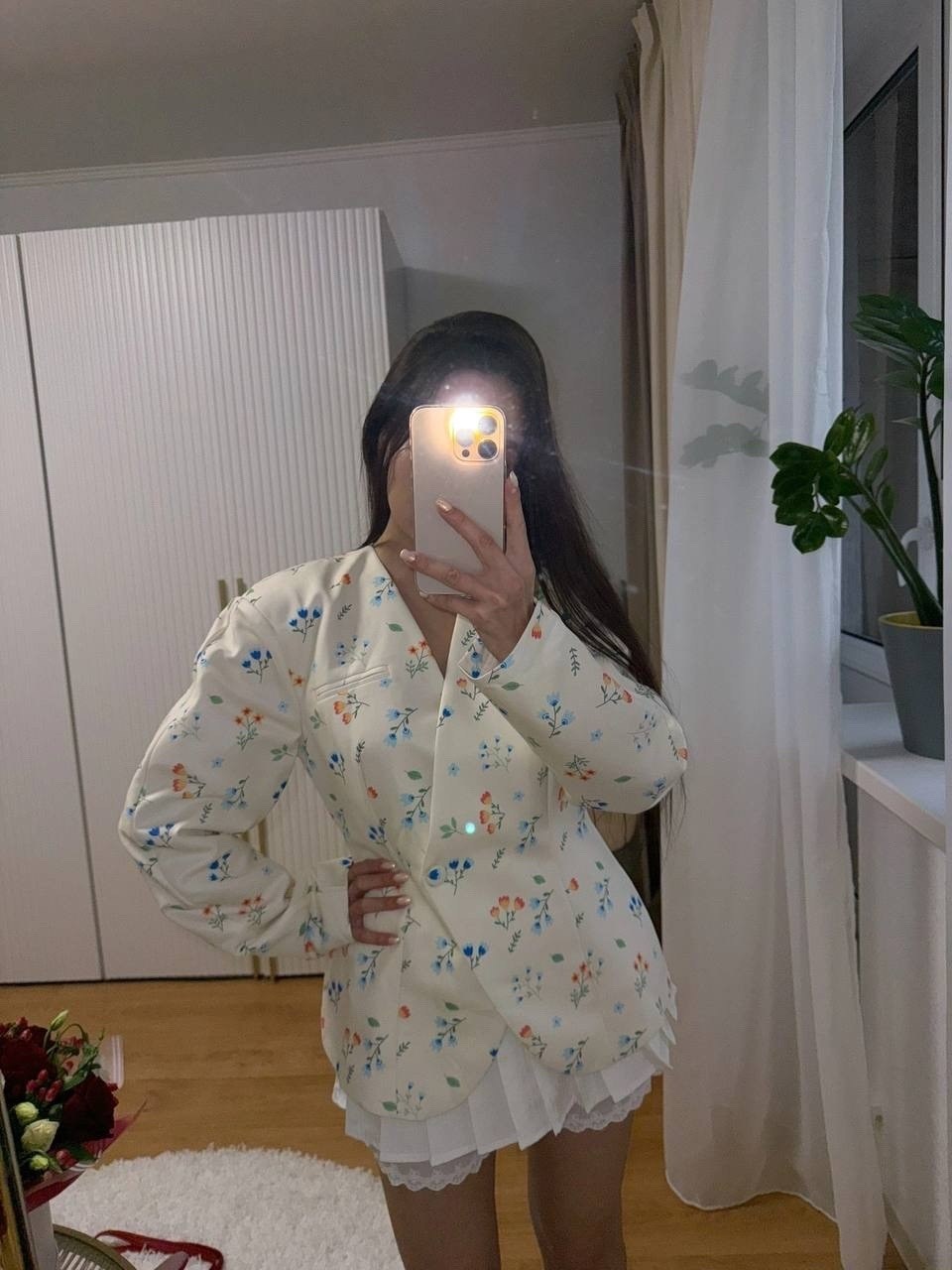 пиджак оверсайз с цветочным принтом leroy style,пиджак с цветочным принтом,жакет с цветочным принтом,женский пиджак,оверсайз пиджак