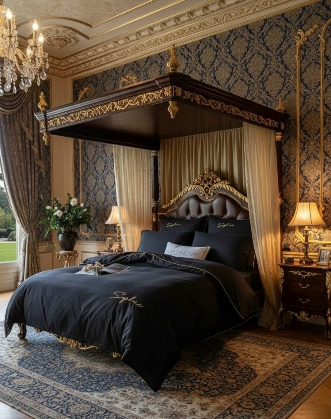 спальни дизайн,королевская спальня,спальня в готическом стиле,спальня в викторианском стиле,интерьер