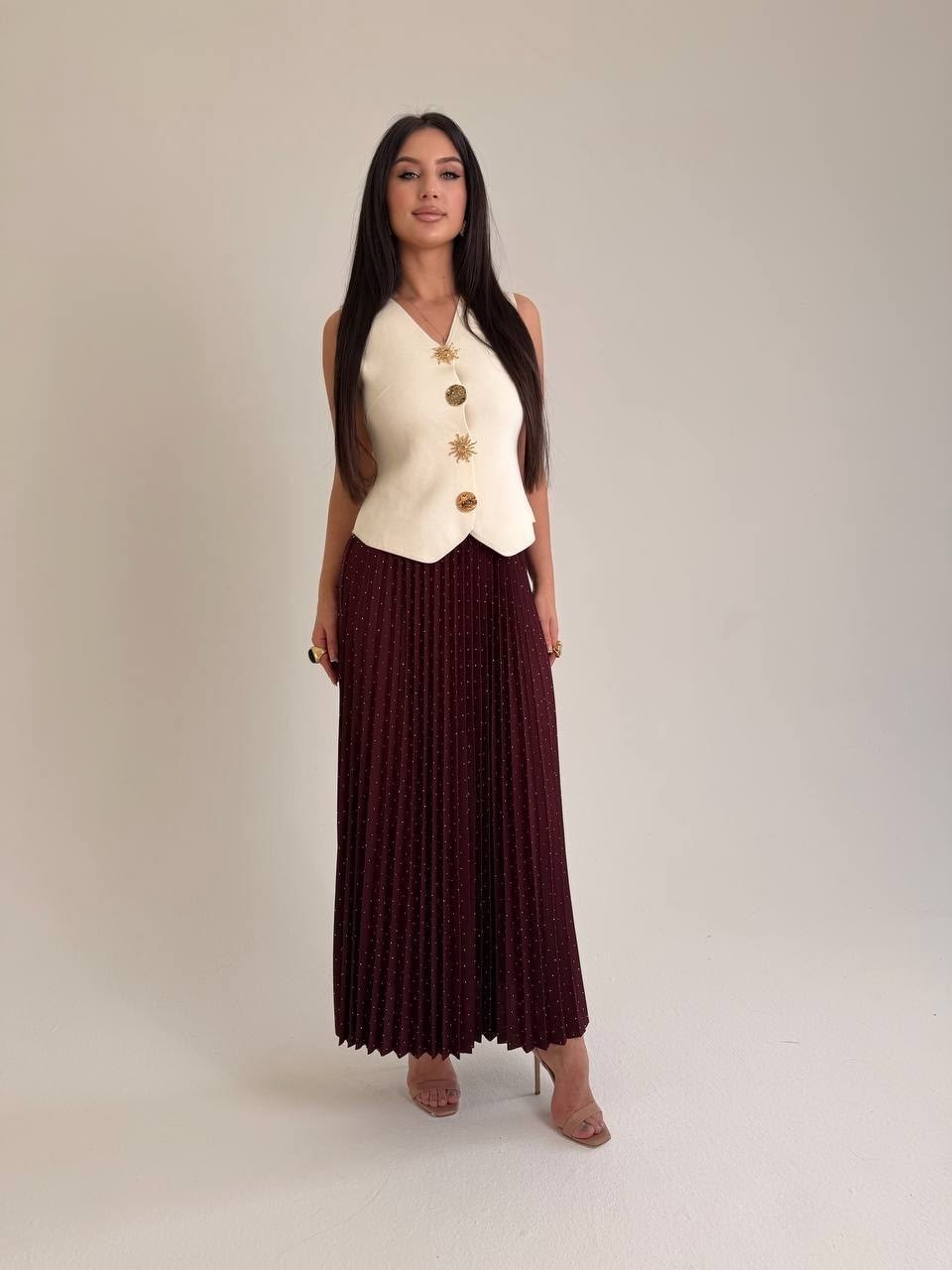 юбка плиссе,юбка женская,плиссированная юбка,юбка с жилеткой,длинная юбка