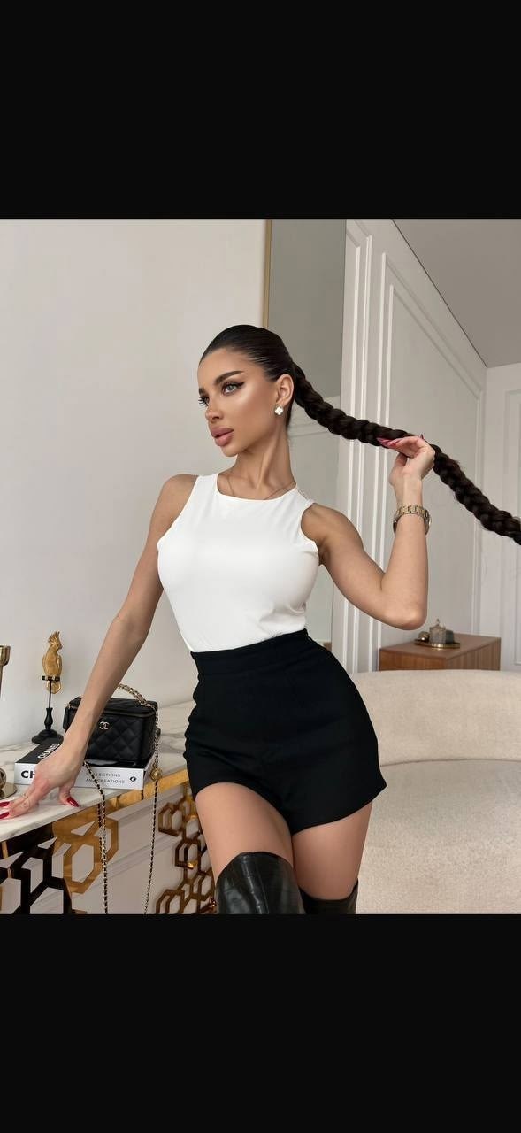 шорты кожаные классические,,водолазка модная,женская майка,модная