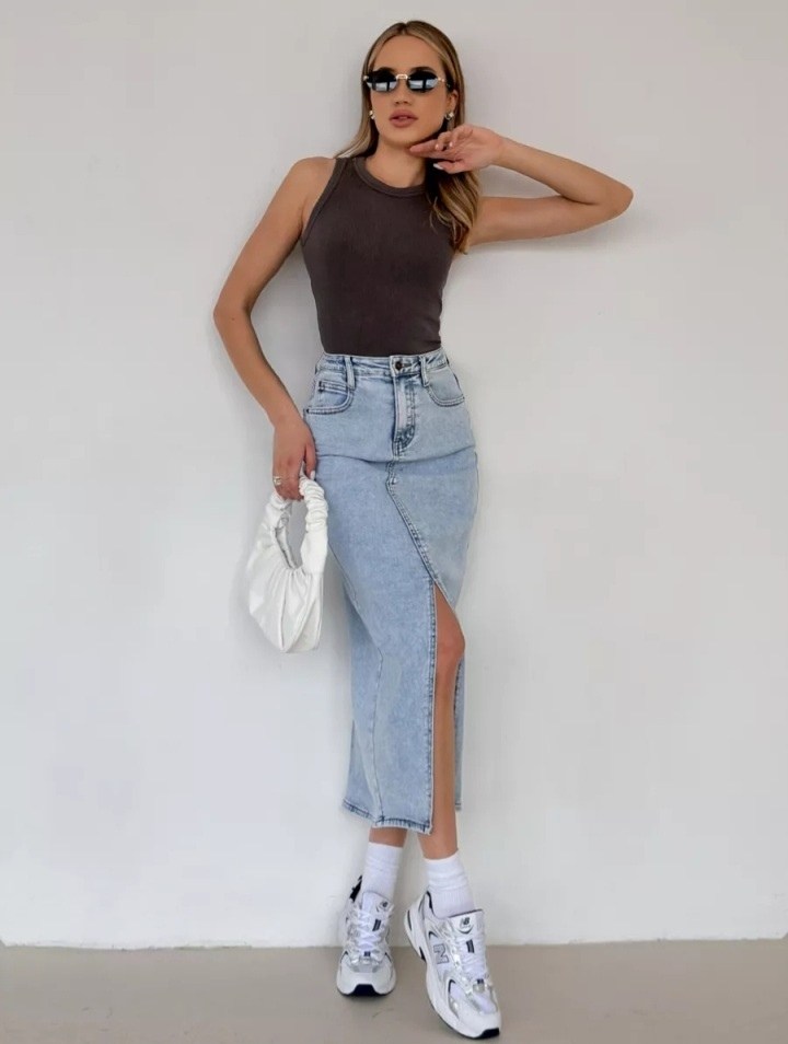 джинсовая юбка длинная,джинсовая юбка с разрезом,джинсовая юбка-миди с разрезом,джинсовая юбка,юбка джинсовая миди