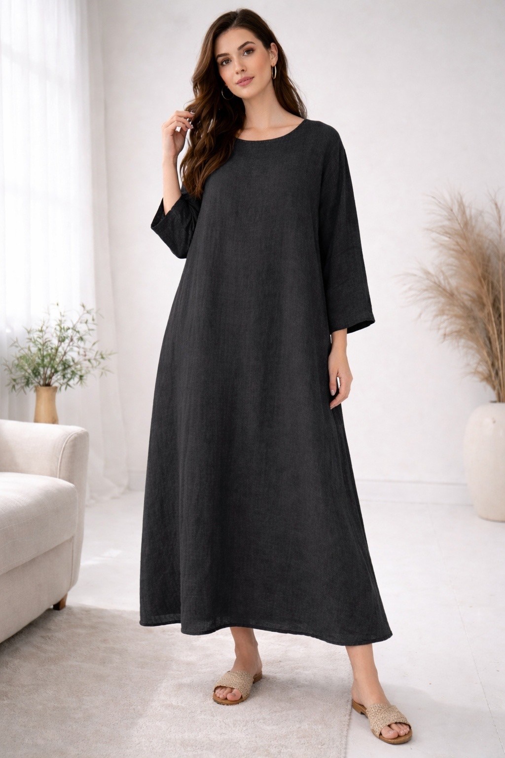 льняное платье,повседневные платья,платье бохо,льняное платье больших размеров,длинное платье из льна