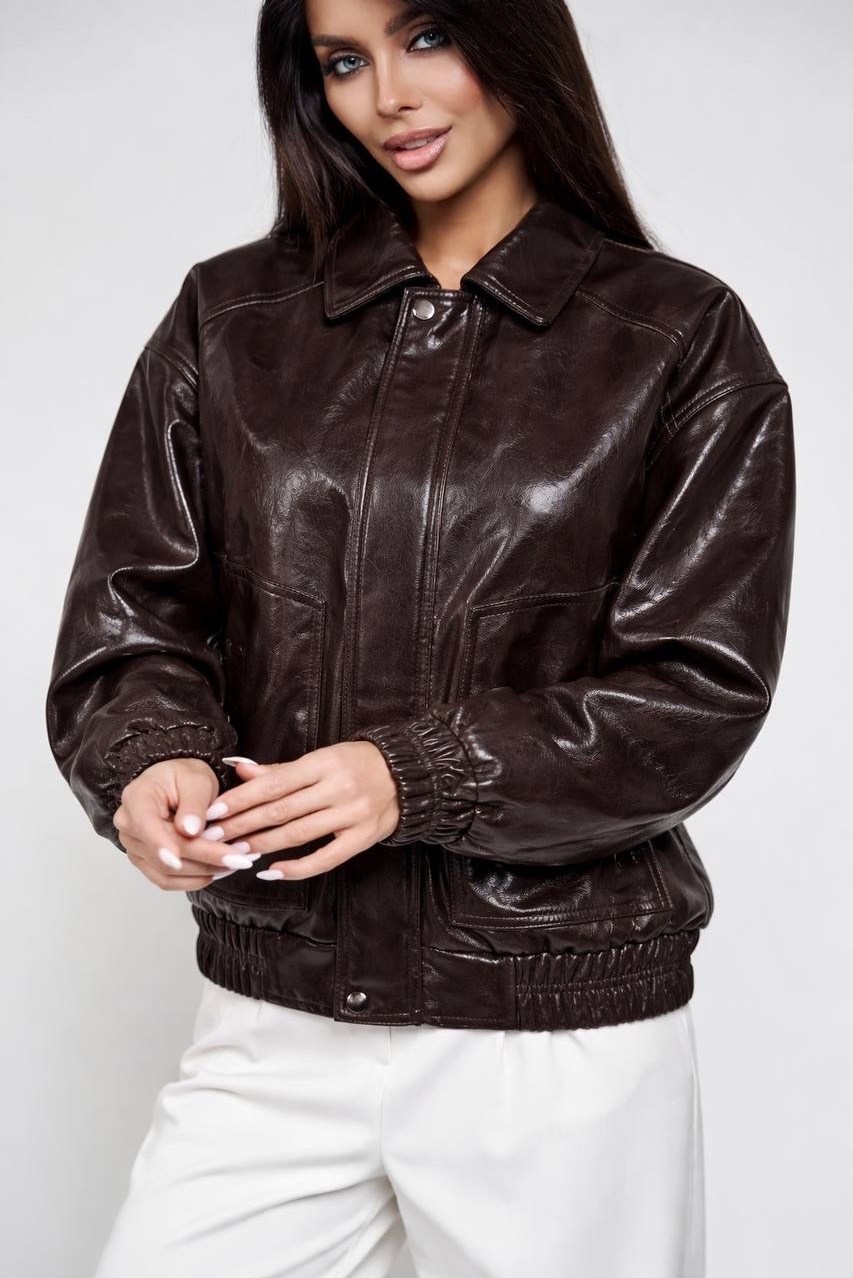 куртка бомбер оверсайз кожаная c&c fashion,кожаная куртка бомбер женская,куртка бомбер женская,кожаный бомбер,кожаная куртка