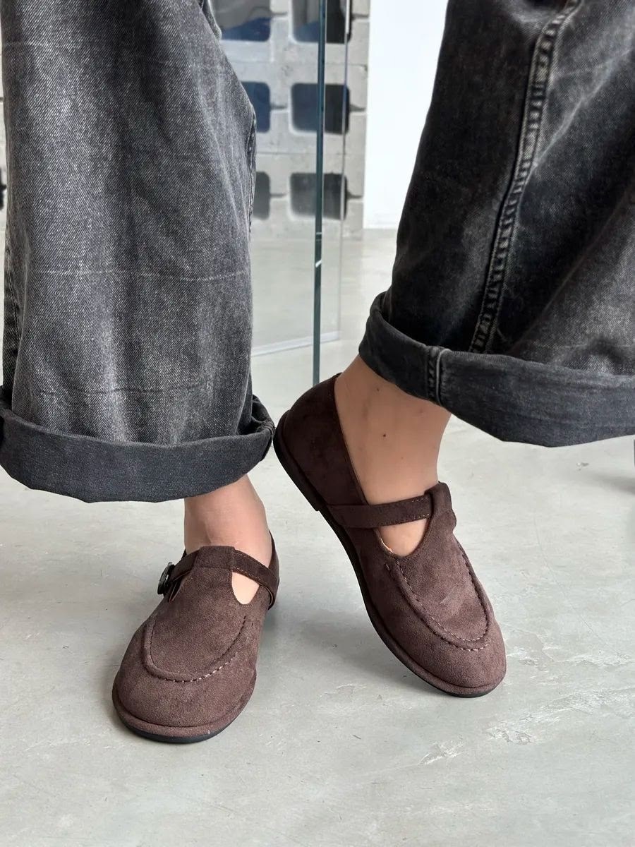 , женская,лоферы коричневые с ремешком замшевые,лоферы замшевые,повседневная