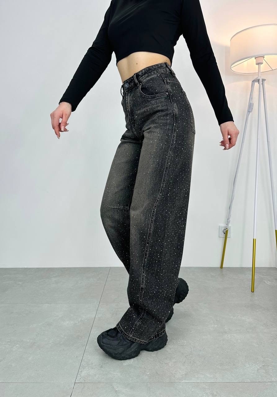 джинсы со стразами,джинсы со стразами в золла,женские джинсы со стразами,широкие джинсы со стразами,джинсы женские zolla 22333710v06199d0 черные