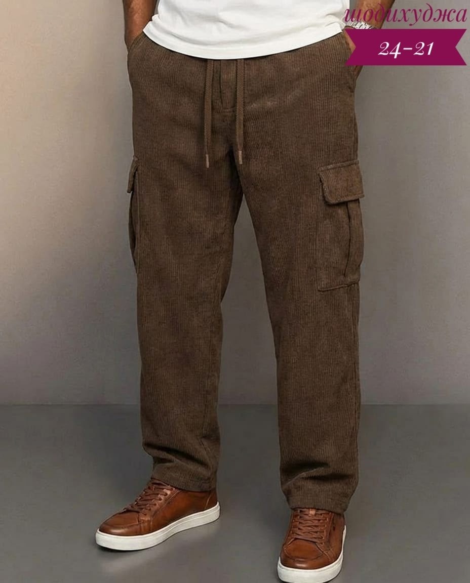 вельветовые штаны карго,мужские брюки карго,"брюки-карго" "вельвет" мужские,брюки мужские,мужские прямые вельветовые повседневные брюки-карго с большими карманами