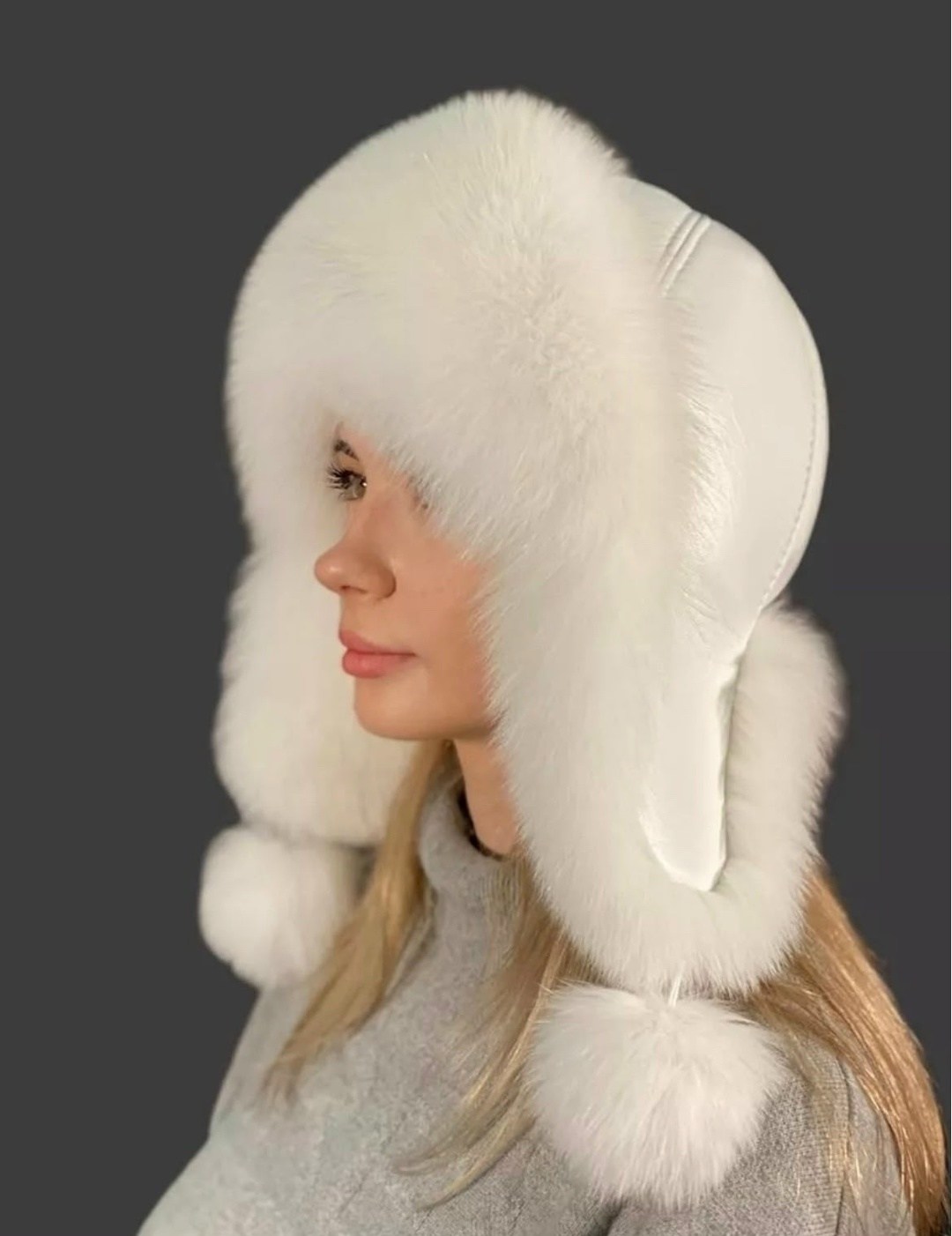 женская меховая шапка,шапка с ушками и помпоном,шапка меховая,шапка зимняя меховая,шапка меховая с ушками