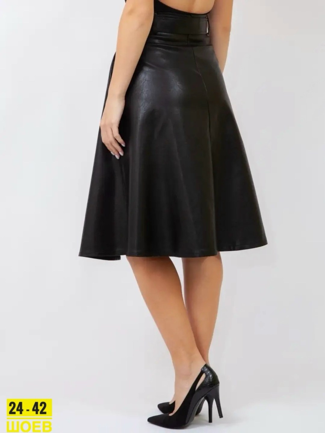 юбка из экокожи миди,юбка из экокожи,юбка кожаная,женская кожаная юбка,юбка полусолнце из экокожи с карманами и поясом chumakova fashion