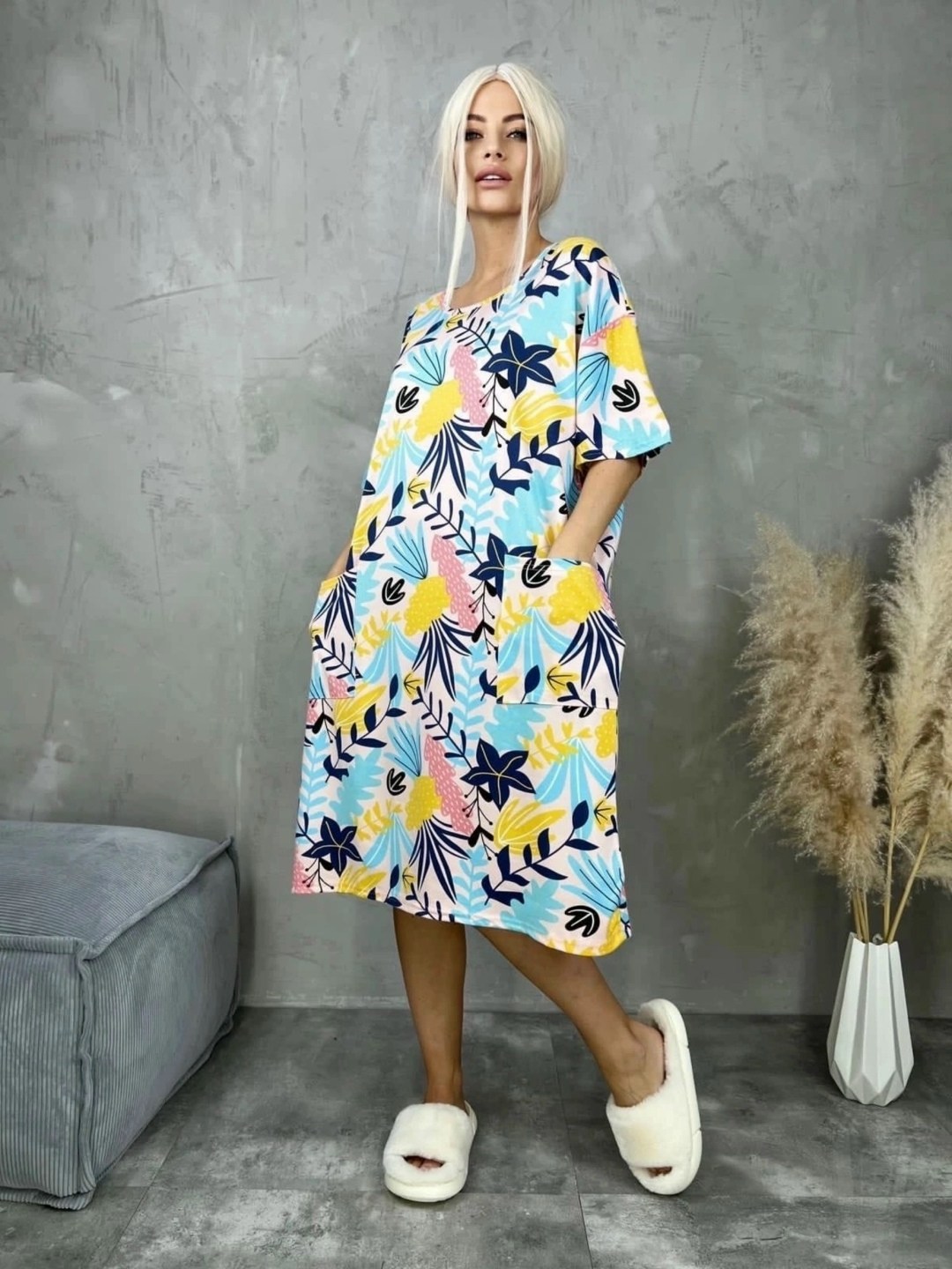 туника женская,платье домашнее летнее,домашняя туника,женская домашняя туника,туника голубая