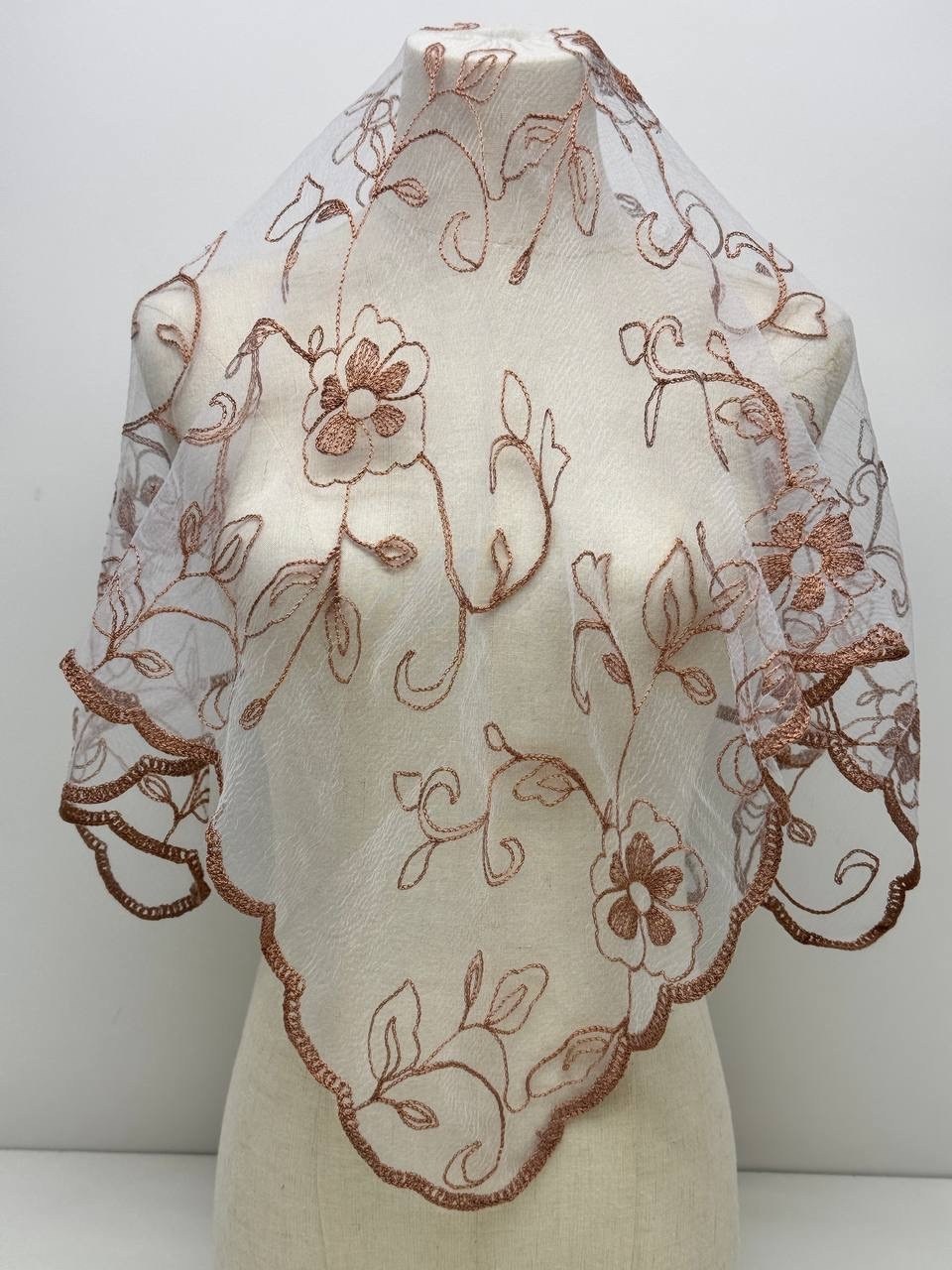 кружевной шарф,кружевной платок,шарф с цветочной вышивкой,ажурный шарф,женский шелковый шарф