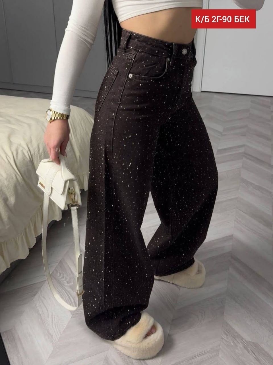 джинсы со стразами,джинсы клеш со стразами h&a collection,женские джинсы со стразами,джинсы широкие багги со стразами selfsame,женские джинсы