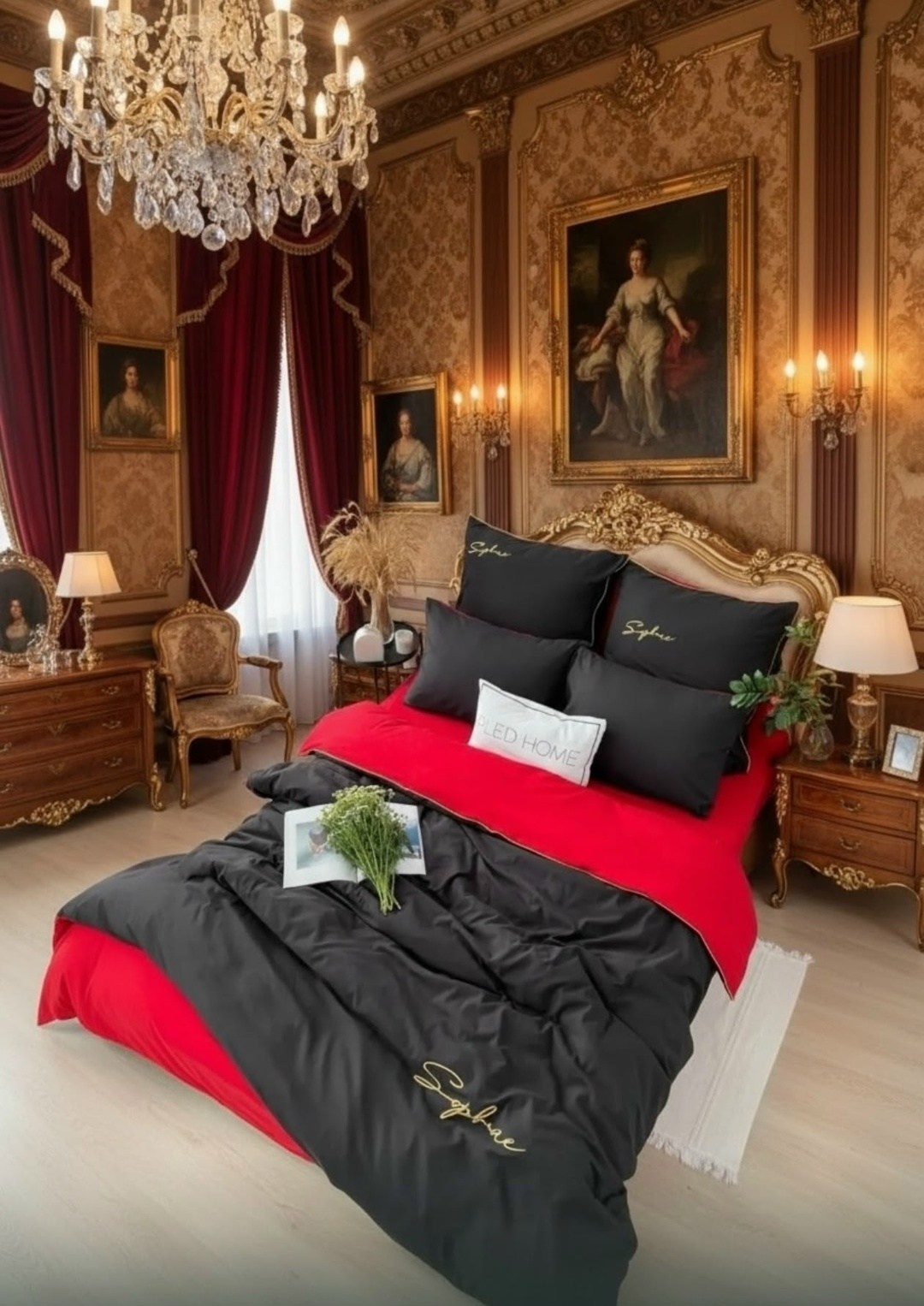 королевская спальня,спальня в стиле барокко,спальни дизайн,спальня в стиле ампир,роскошная спальня