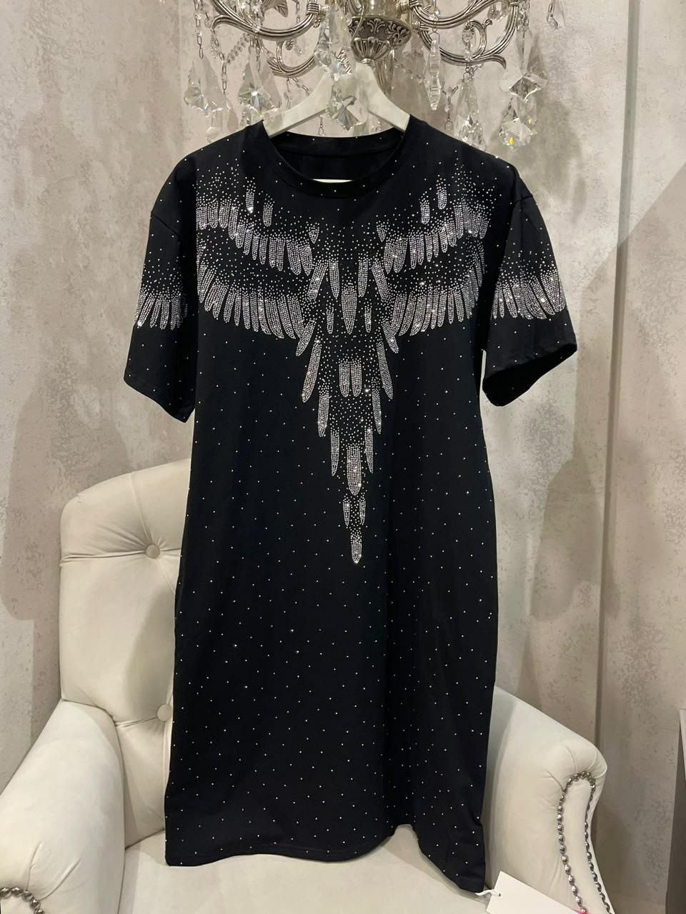 туника праздничная удлиненная домашняя t.b shop,платье,нарядное платье,футболка оверсайз со стразами fashion lux,платье женское