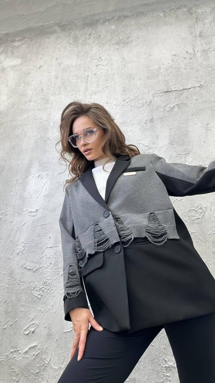 жакет,жакет charutti 017685537 серый,пиджак,пиджак оверсайз,женский пиджак