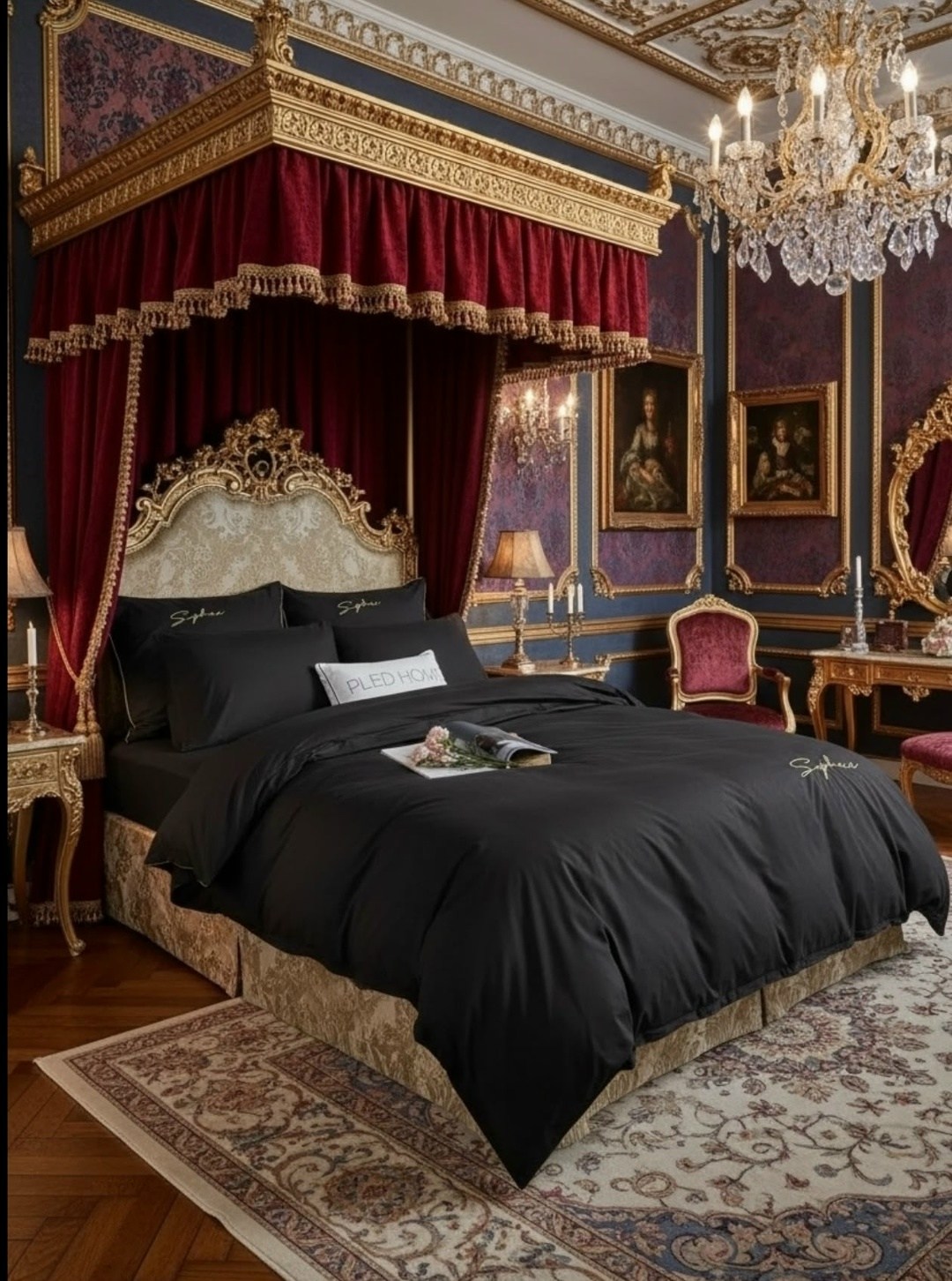 спальни дизайн,королевская спальня,спальня в готическом стиле,спальня в викторианском стиле,интерьер