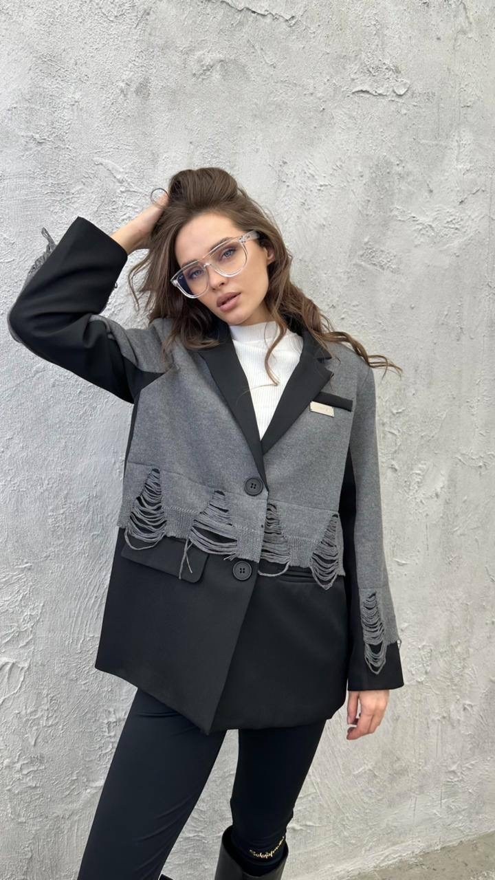 жакет,жакет charutti 017685537 серый,пиджак,пиджак оверсайз,женский пиджак