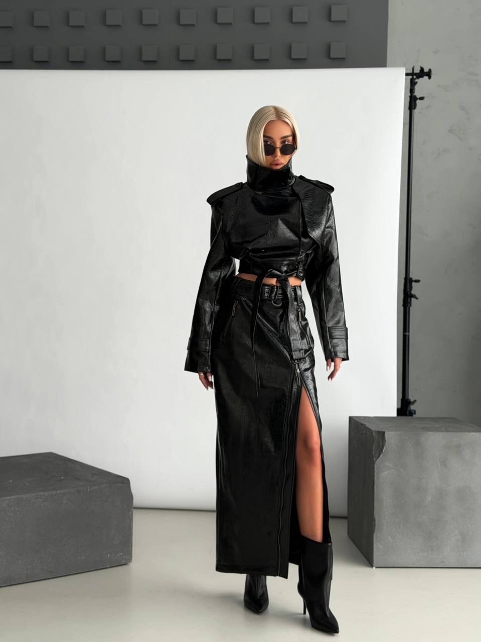тренч кожаный длинный плащ emberens,тренч кожаный длинный плащ popova.collection,кожаный плащ лаковая экокожа тренч,плащ-тренч из экокожи черного цвета,кожаный тренч сагитта