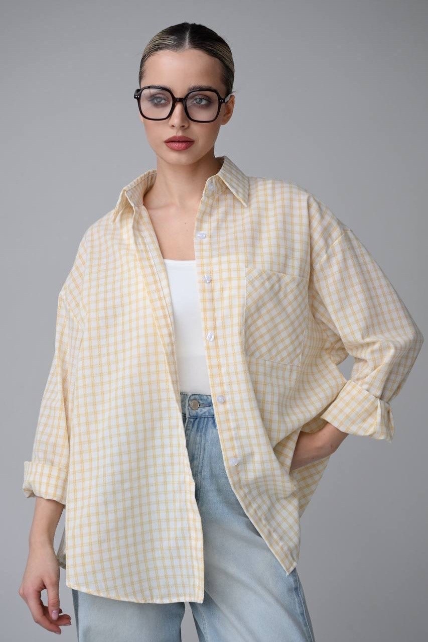 рубашка оверсайз летняя в клетку betrendy wear,рубашка в клетку женская оверсайз,бежевая клетчатая рубашка,рубашка женская в клетку,рубашка женская