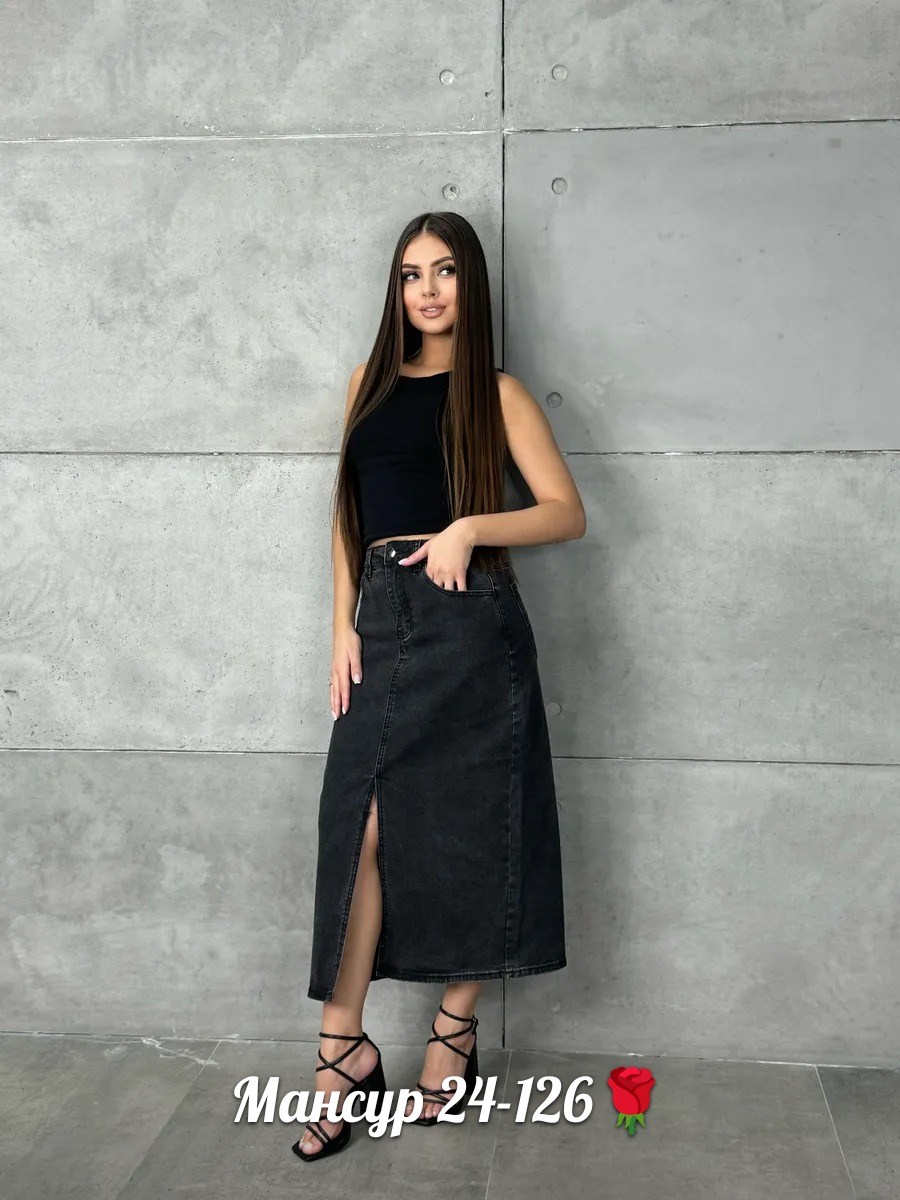 юбка женская джинсовая,юбка джинсовая миди с разрезом спереди gunikstyle,юбка джинсовая,джинсовая юбка с идеальной посадкой,юбка женская