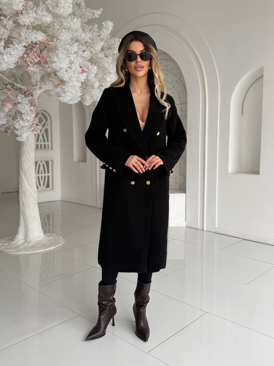 пальто женское,стильное пальто,пальто с пуговицами,шерстяное пальто,пальто женское черное