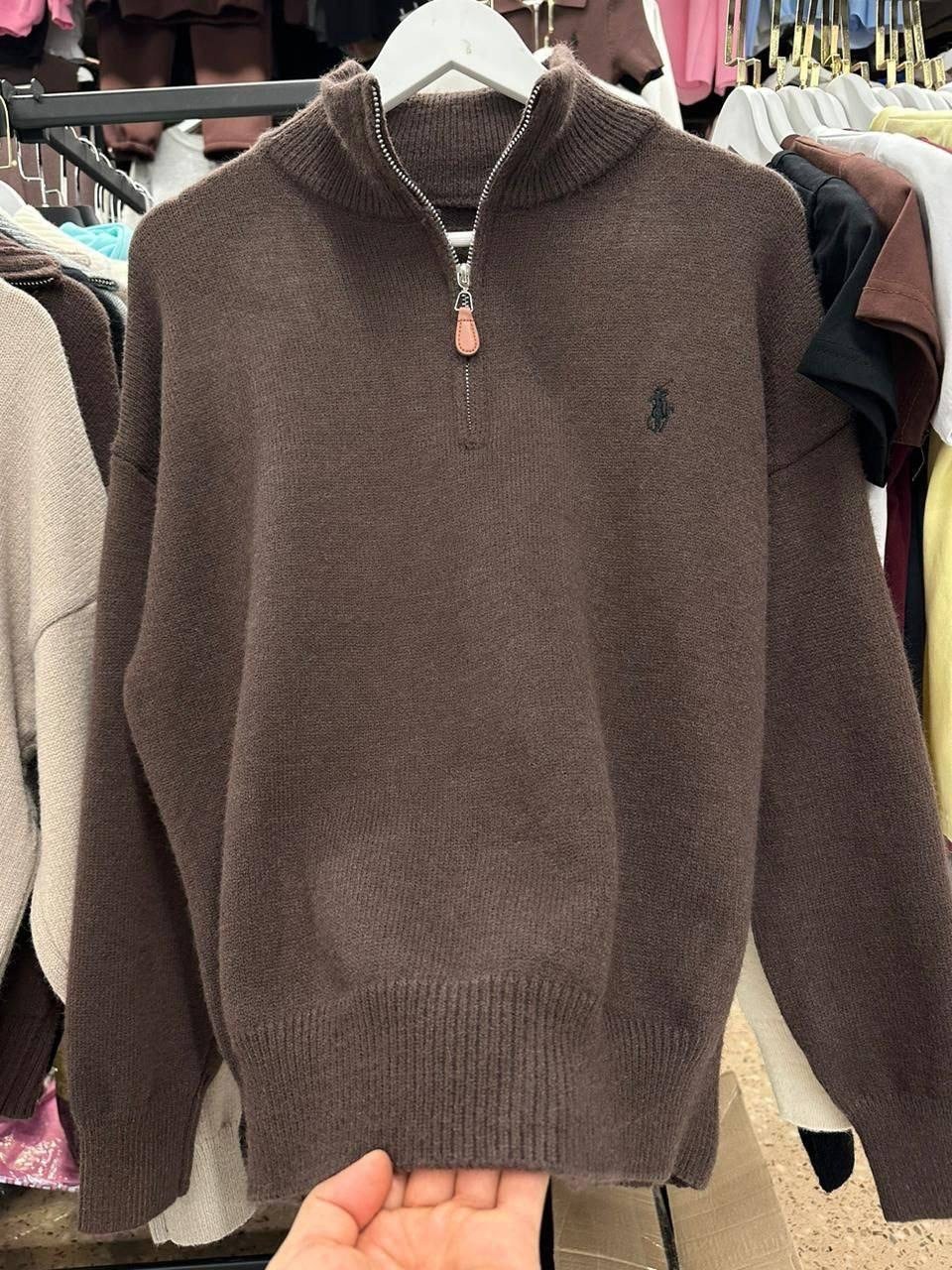 свитер кашемир,мужской свитер,polo ralph lauren свитер с вышивкой polo pony коричневый,свитер,свитер поло