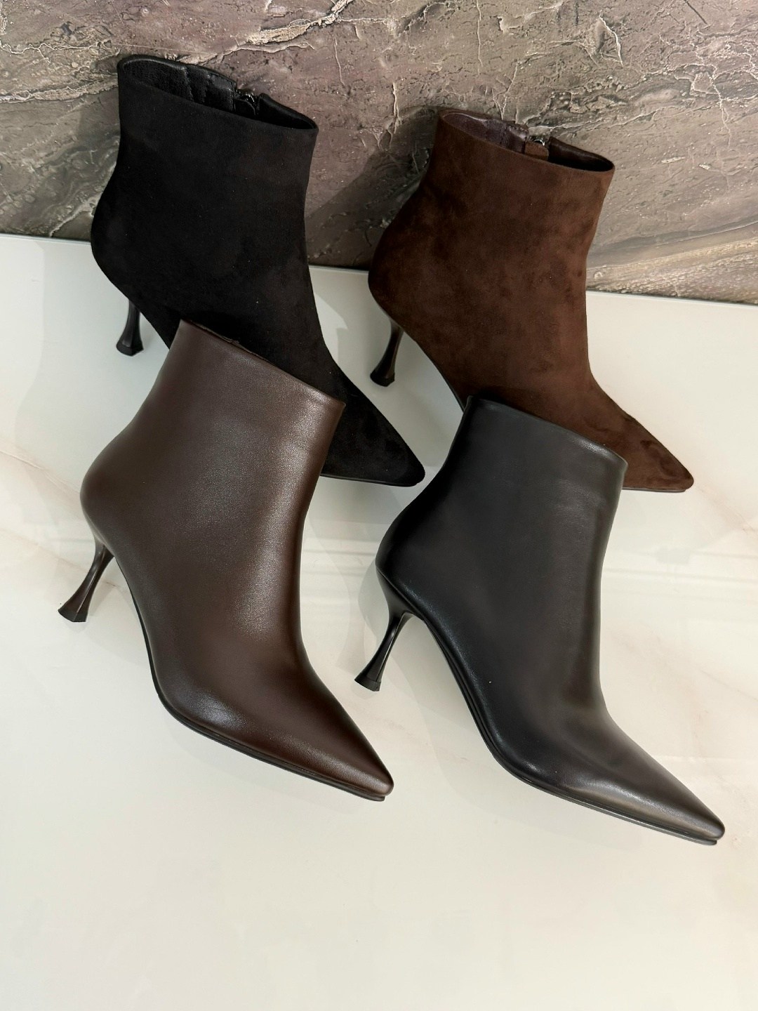 ботильоны женские,коричневые ботильоны,,кожаные ботильоны на шпильке с острым носом obba 418743909,стильные ботильоны
