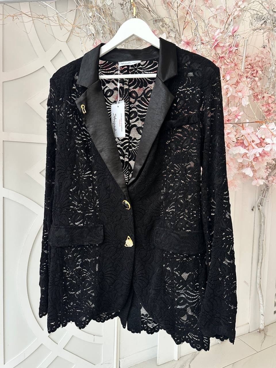 черный нарядный комплект жакет и брюки из гипюра eola 2733 черный,черный нарядный комплект жакет и брюки из гипюра eola 2733,женский брючный костюм-двойка,женский костюм,костюм брючный женский