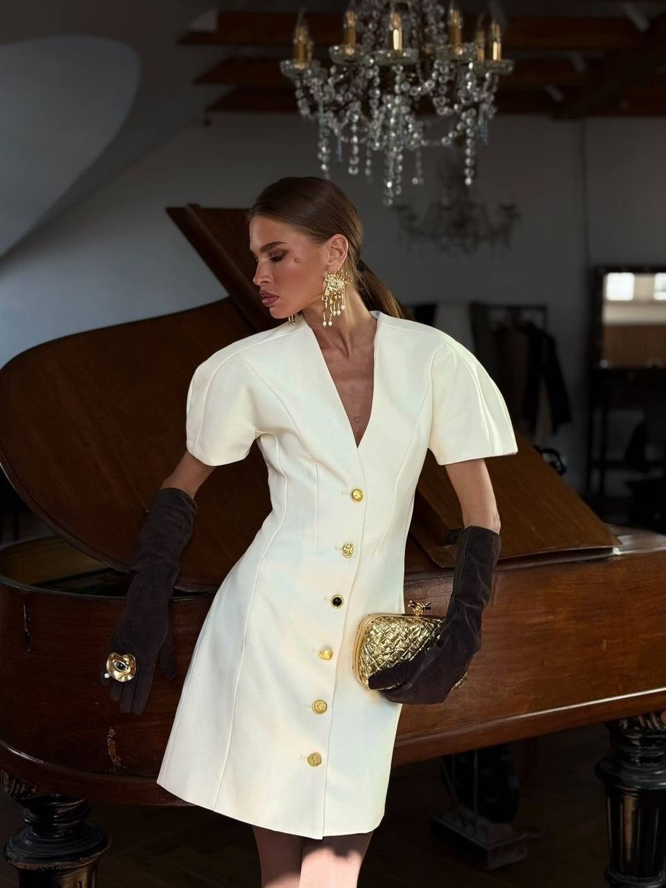 модное платье,платье с объемными рукавами,стиль платья,стильные наряды