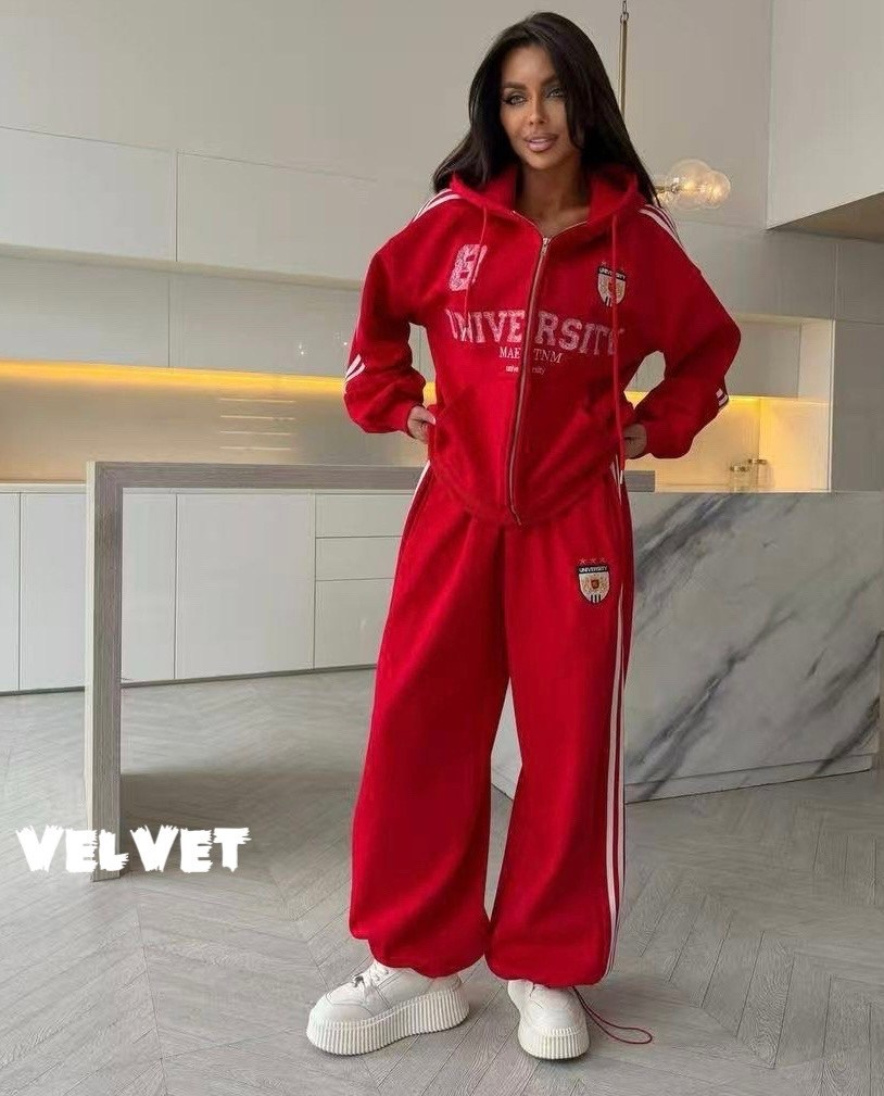 костюм спортивный женский,спортивный костюм,бархатный костюм,loro piana женский красный костюм