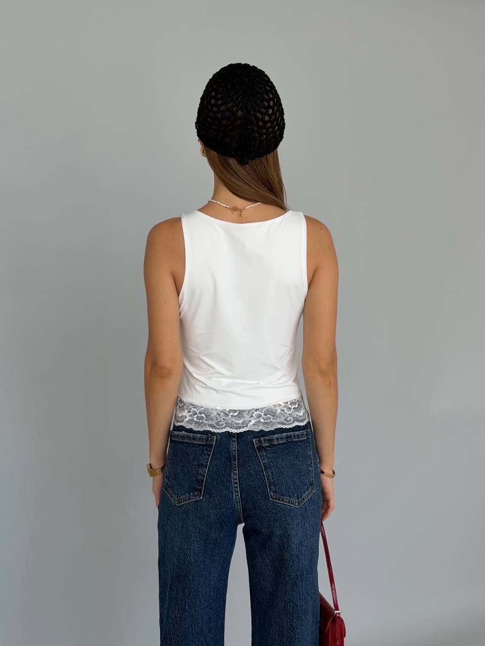 кружевная майка,майка женская с кружевом,топ laredoute топ с кружевным воротником s белый,женская майка,майка бельевая женская