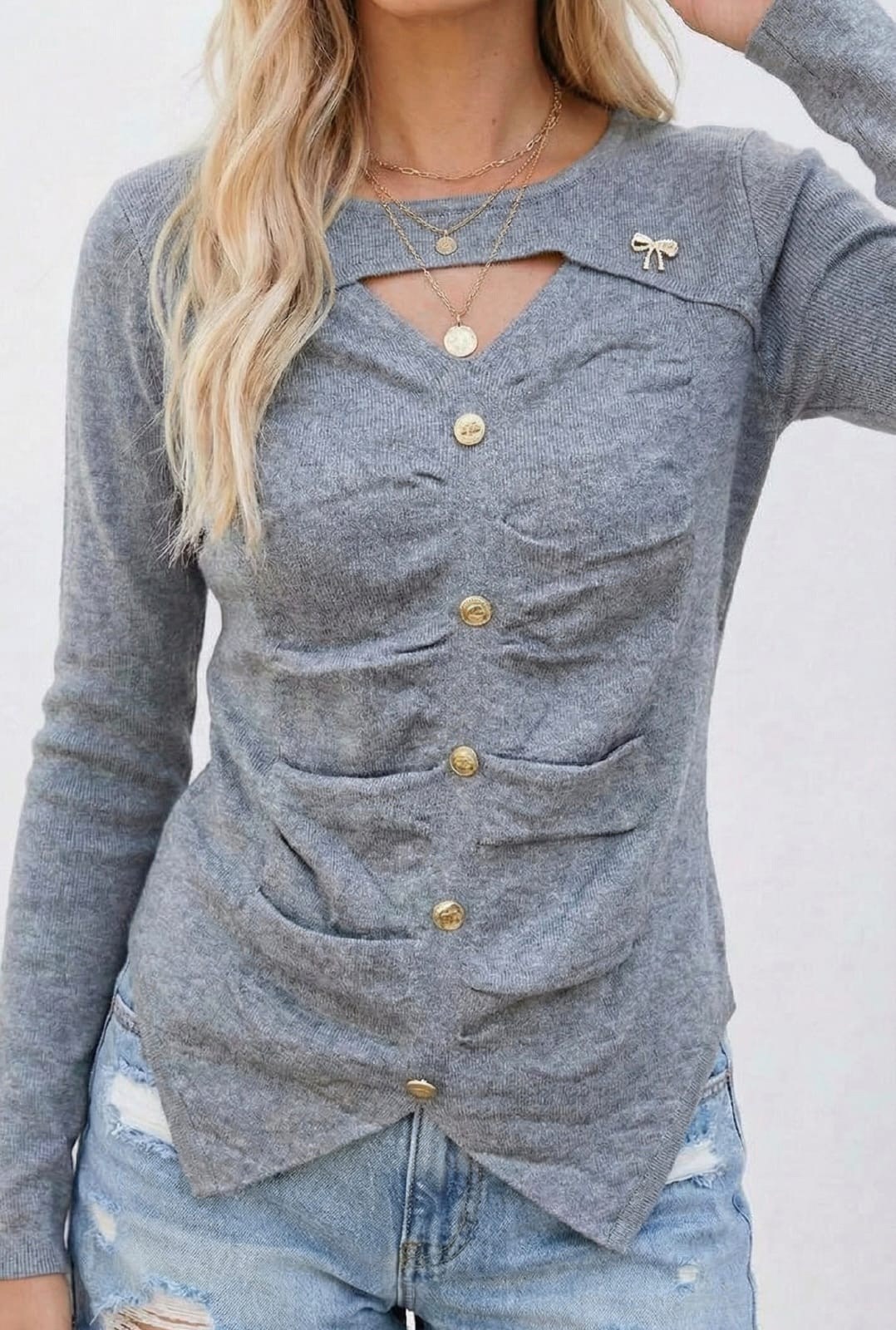 джемпер с пуговицами,кофта женская,кофта на пуговицах,джемпер с декоративными пуговицами,модный джемпер