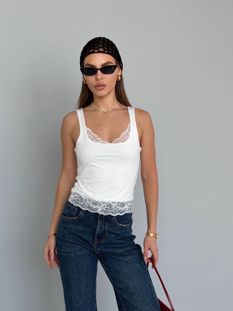 кружевная майка,майка женская с кружевом,топ laredoute топ с кружевным воротником s белый,женская майка,майка бельевая женская